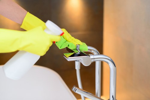 Carpet cleaning preparation in a West Hendon property